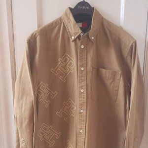 TOMMY HILFIGER ANTHONY RAMOS MEN'S MONOGRAM TWILL SHIRT - CARAMEL - LARGE - NWT